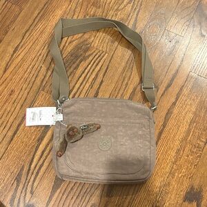Kipling Tan Messenger Bag with Monkey Keychain